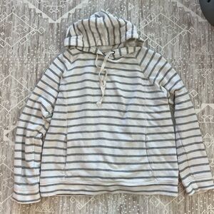 J. Crew Gray and White Striped Hoodie